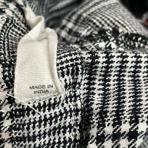 MANGO High Rise Pants Women's Size Medium 100% Cotton Ankle Black‎ White Plaid - Picture 4 of 13